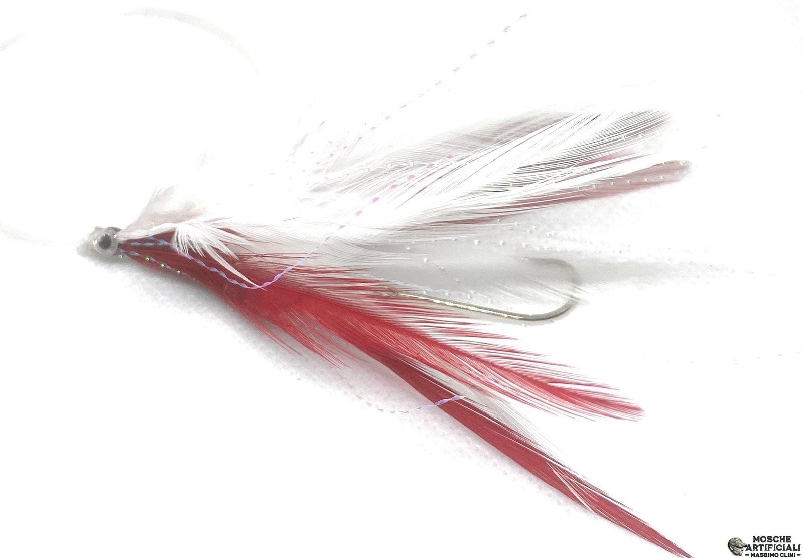 White and red trolling feather 2 artif. length 7 cm – featured