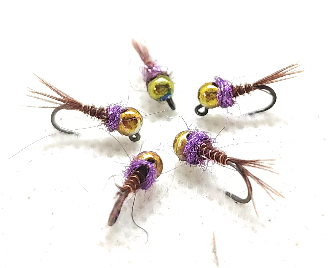 Pheasant & Violet Olive Head  Jig Nymph <p> 3 artificiali. – featured