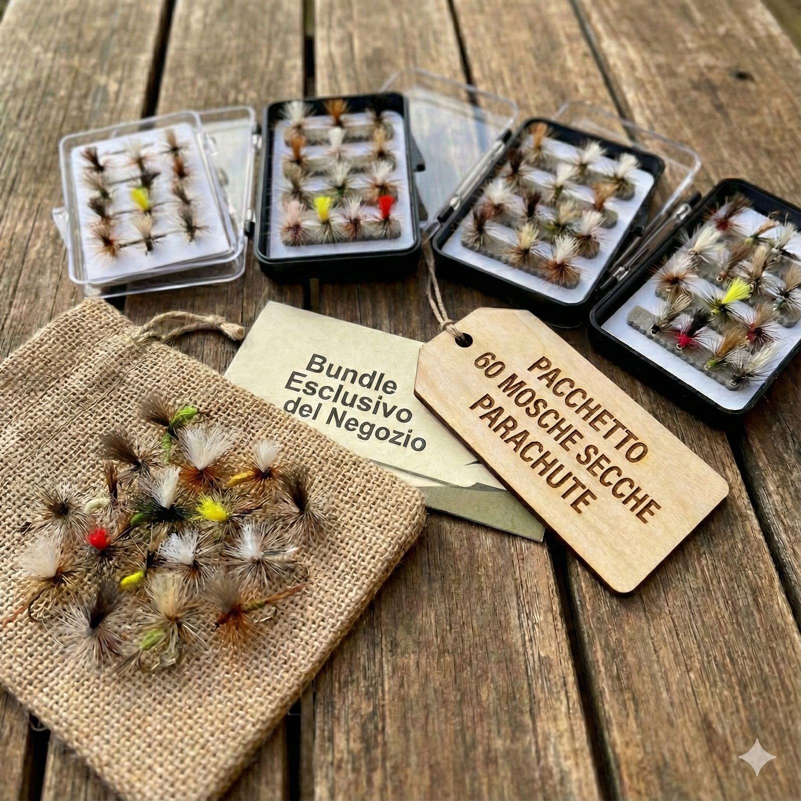 Kit Super Scorta 60 Mosche Secche Parachute – Assortimento Personalizzato (20 Confezioni da 3)